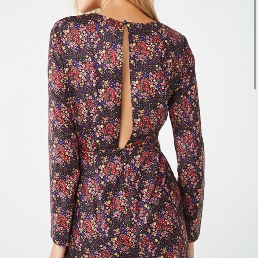 Floral long sleeve mini dress